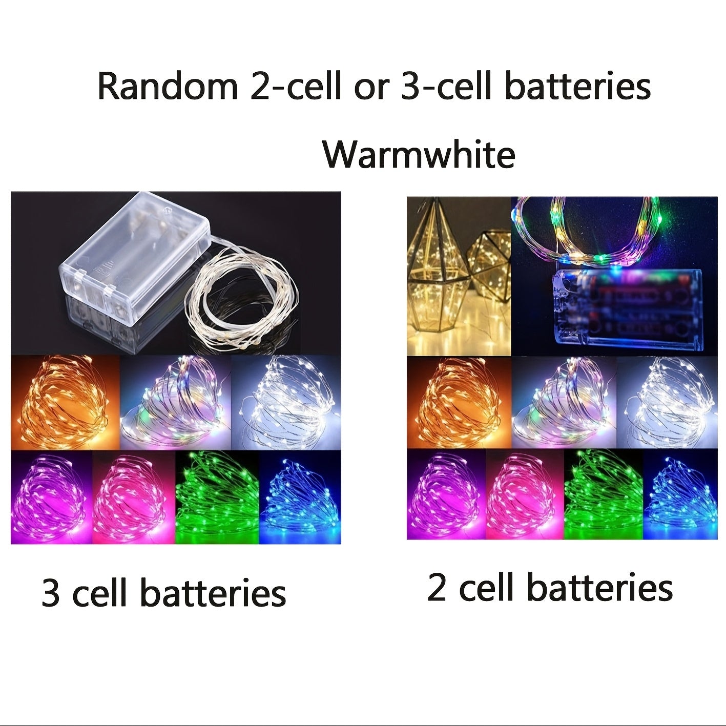 Luces de hadas de cobre con batería, 30, 50, 100 LED para fiesta, decoración navideña