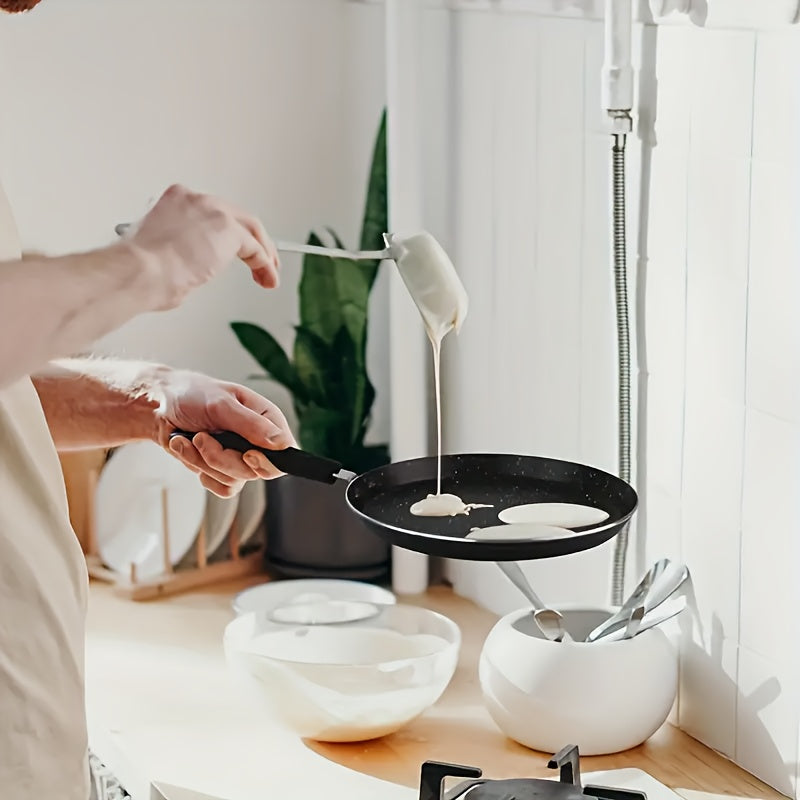 10-inch Non-Stick Crepe Pan Black Aluminum Heat-Resistant Handle for Gas Electric Rice Cooker