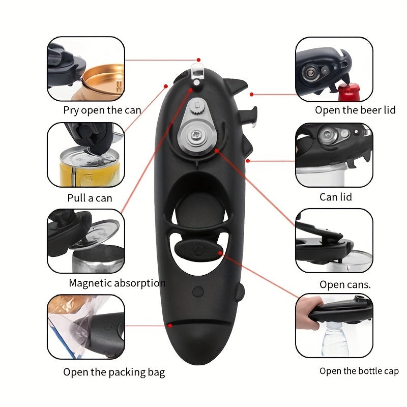 Многофункциональный открывалка для консервов из нержавеющей стали с магнитом, ручным приводом, кухонный инструмент