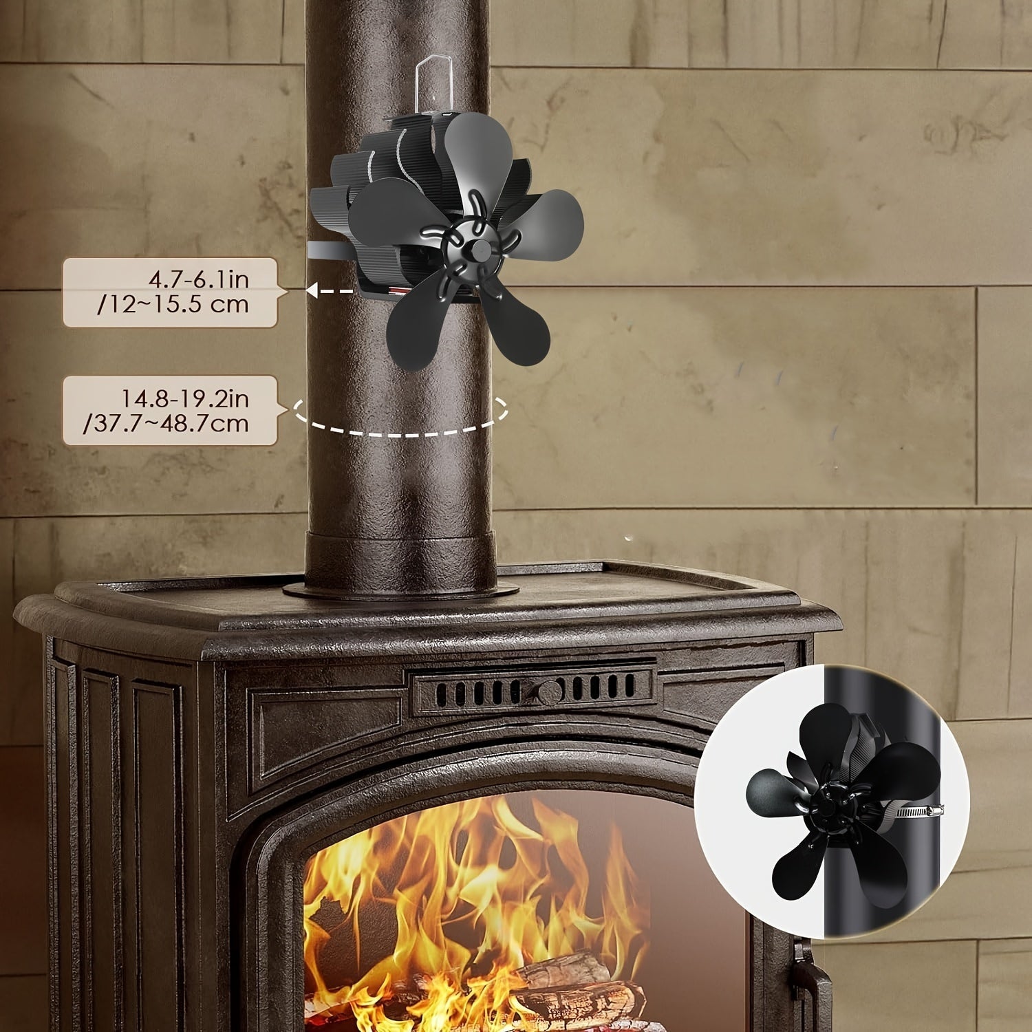 Aluminum Heat Powered Stove Fan for Wood Gas Pellet Burners Silent Operation
