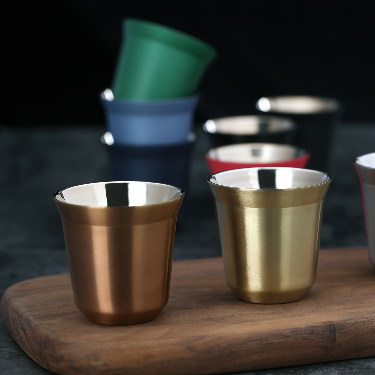 1 шт. Стальной двойной стенки эспрессо кофейная чашка