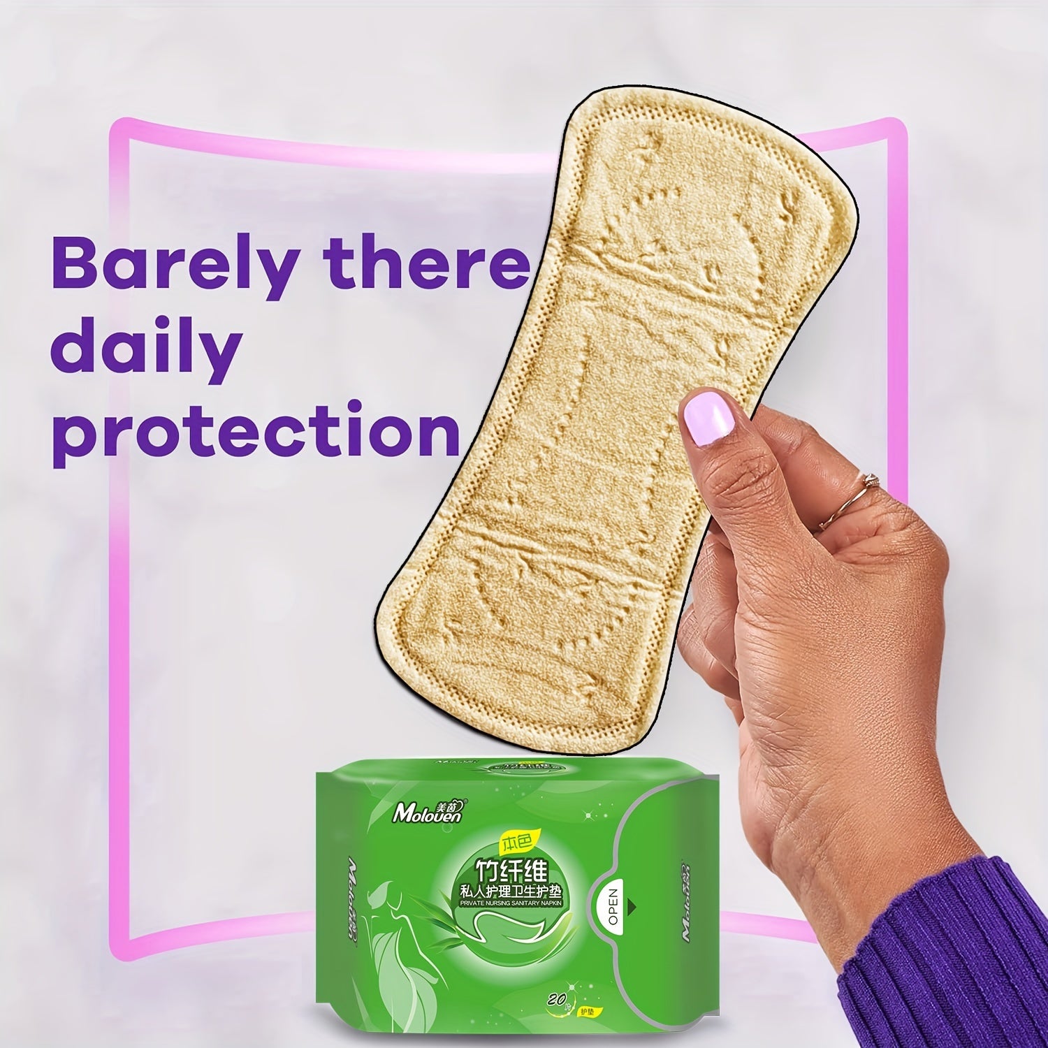 6 dona bambuk tolasi, aromatsiz, ultra yupqa ayollar uchun menstrual gigiena padlari