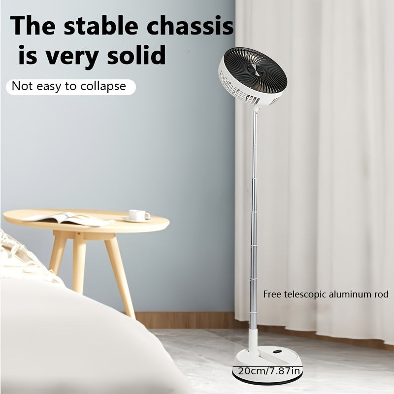 Portable Retractable Floor Fan with Remote, Rechargeable Battery, Oscillating Indoor Outdoor Fan