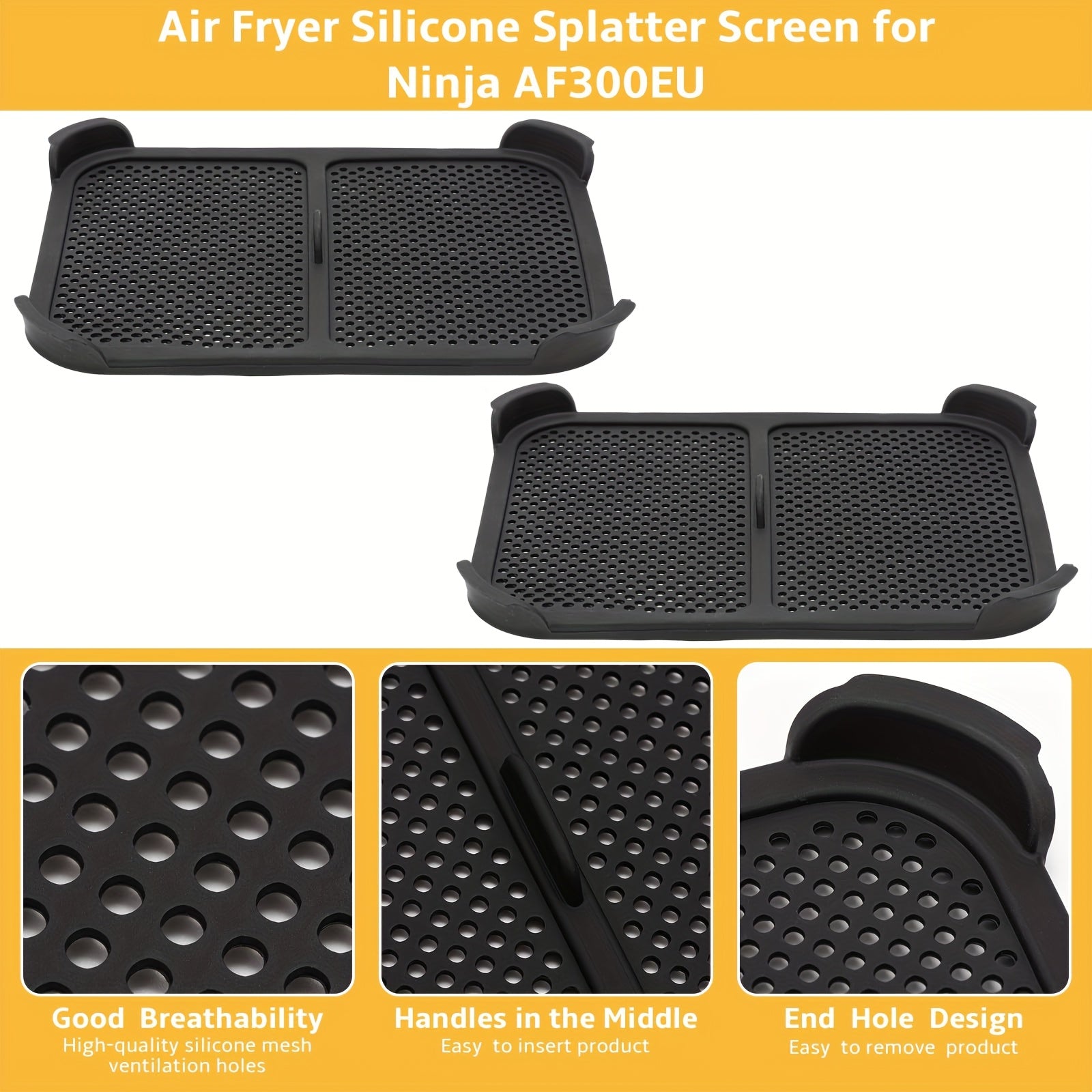 2pcs Silicone Splash Guards for Ninja Foodi Dual Zone AF300EU Air Fryer Accessories