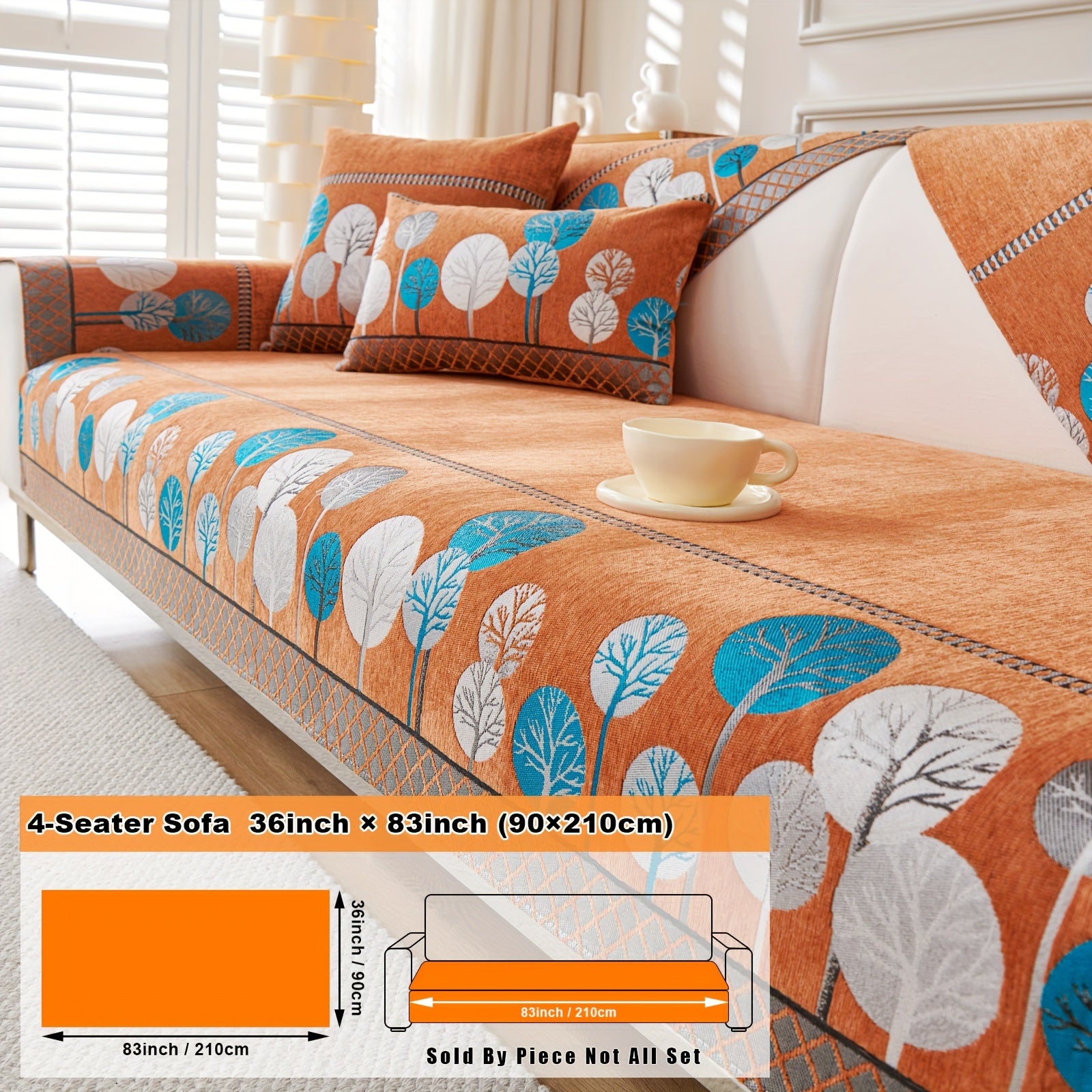 Bohemian Moonlit Trees Sofa Cover for Single to Quadruple Seaters Pet-Friendly Machine Washable Viscose