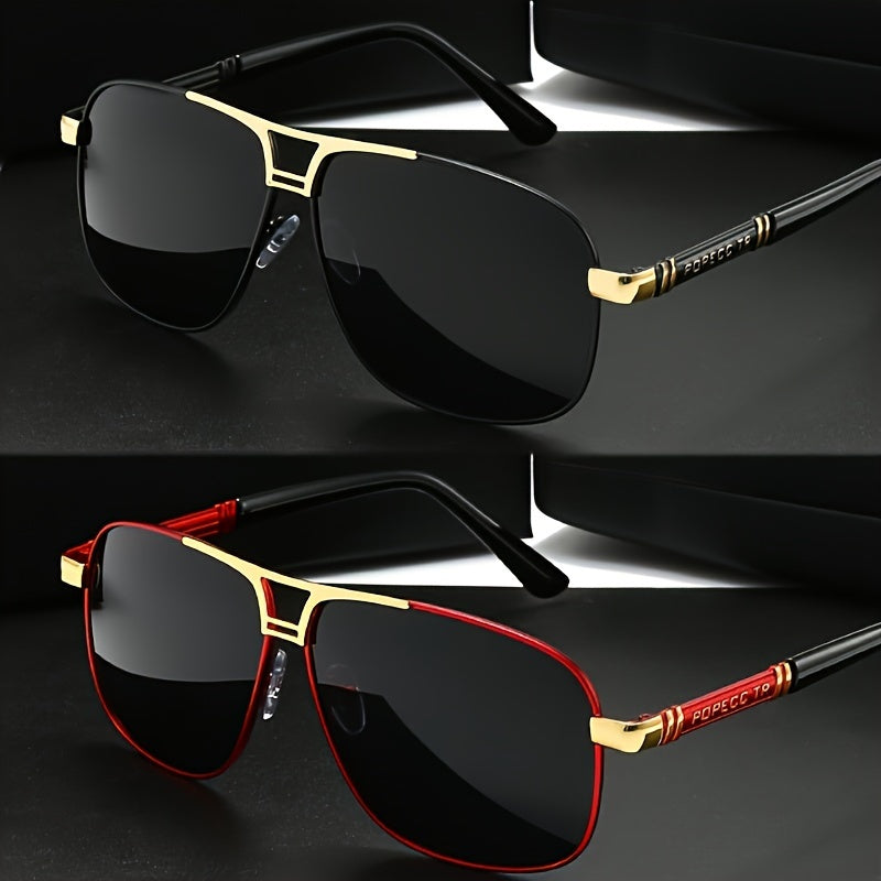 Polarized Driving Sunglasses Set for Men and Women Large Metal Sun Shades for Outdoor Activities