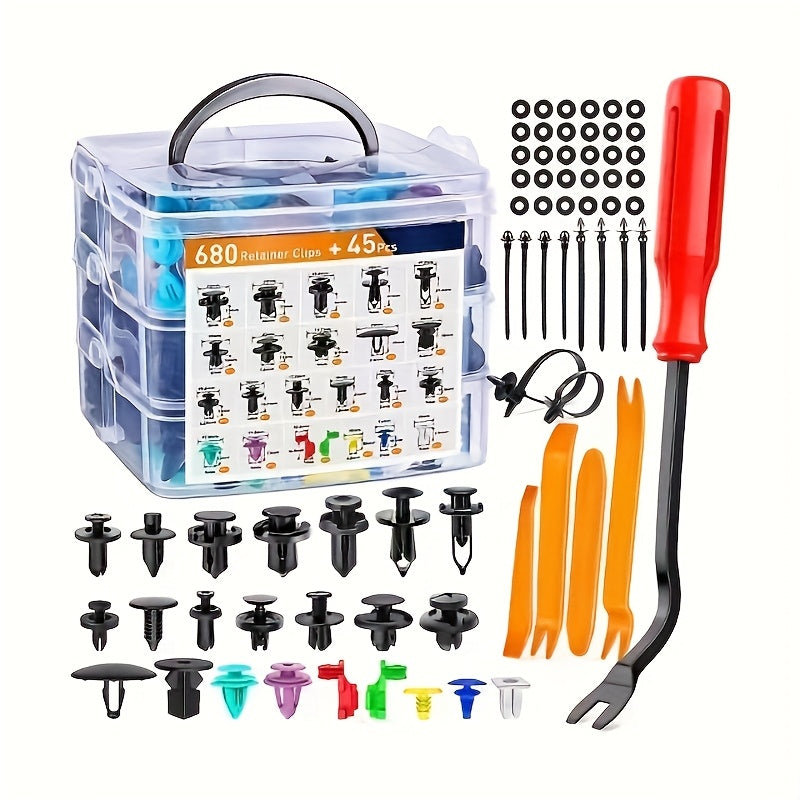 Universal Car Fastener Kit 1240 Pcs Bumper Clips Auto Fasteners