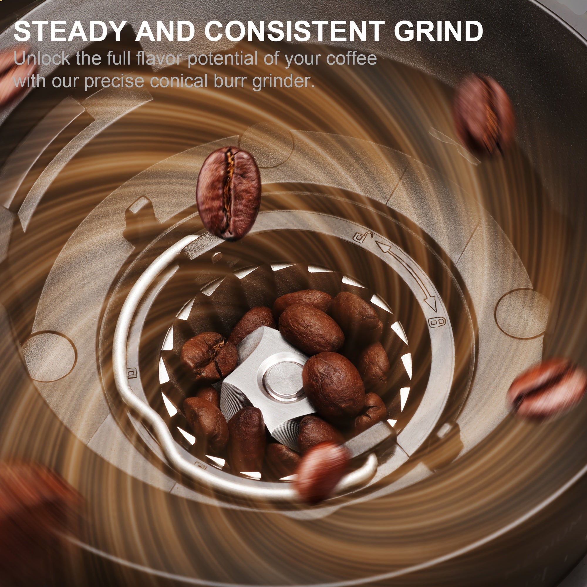 Conical Burr Electric Coffee Grinder with 30 Precision Settings Food Grade Plastic 220-240V