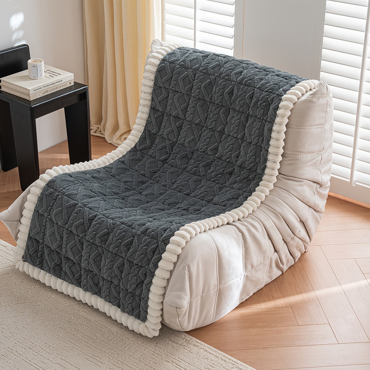 Bohemian Quilted Sofa Cover Plush Fabric Non-Slip Machine Washable Decorative