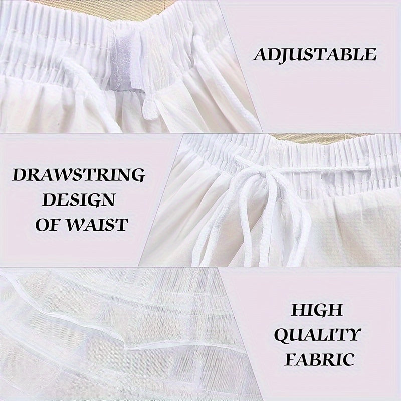 Women's White Crinoline Petticoat for Wedding Gowns and Evening Dresses 6-Hoop Floor Length Underskirt