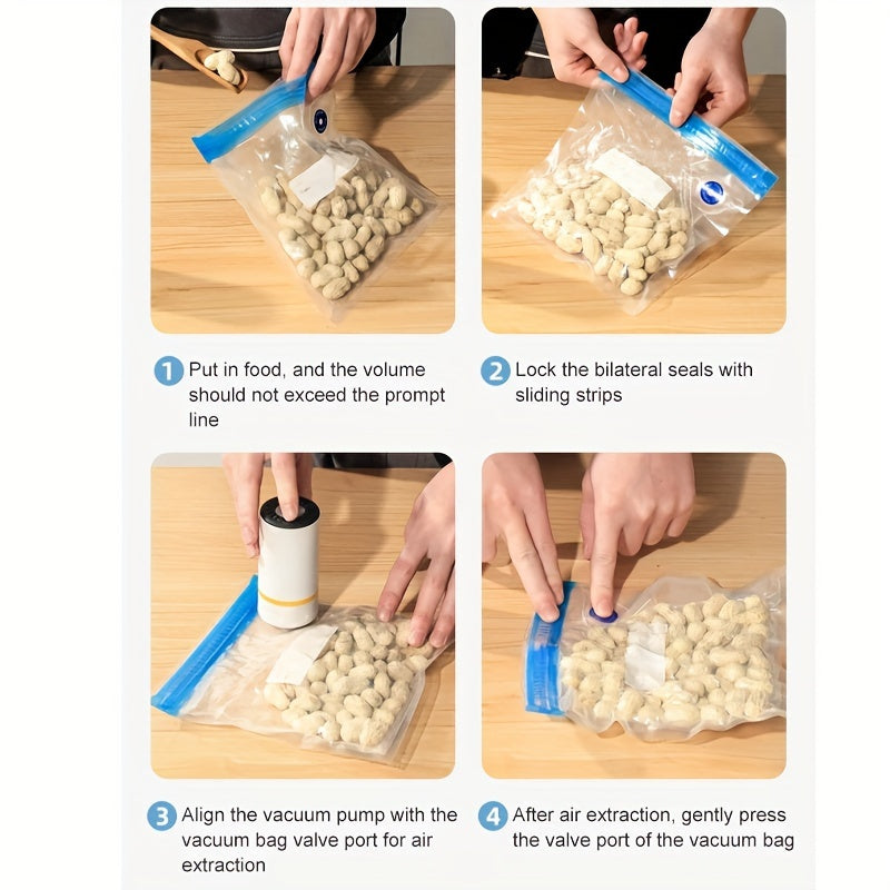 Portable Electric Food Vacuum Sealer with Reusable Bags and USB Rechargeable Pump