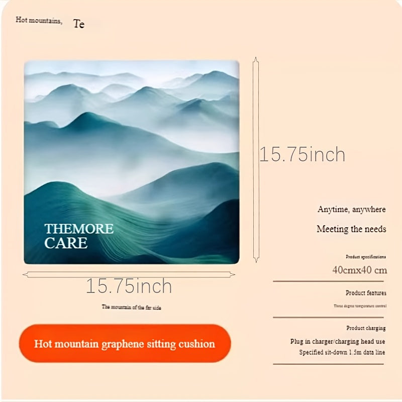 Складная нагревающаяся подушка из графена, серая Oxford, портативная для путешествий, офиса, на открытом воздухе