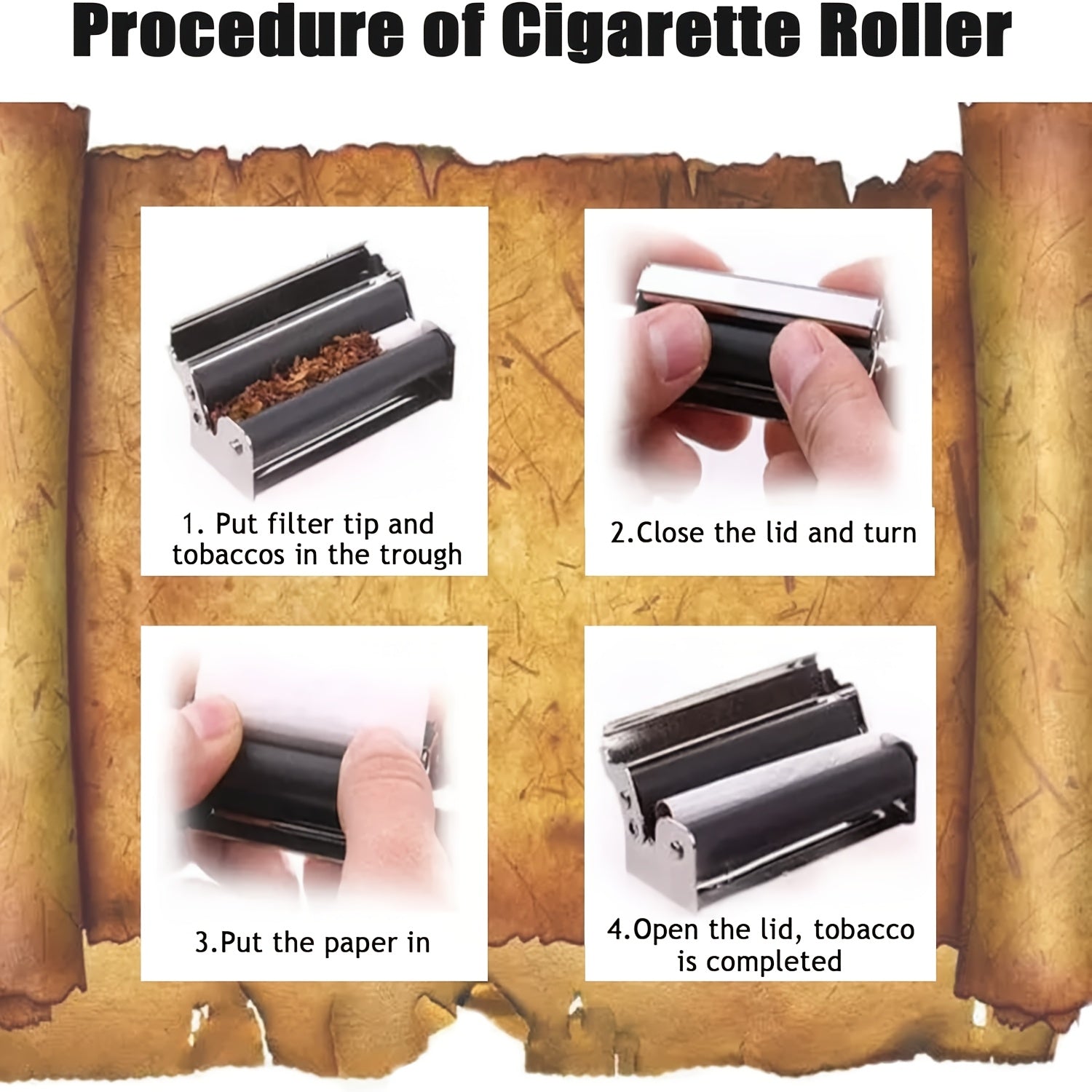 Durable Metal Cigarette Rolling Machine Black 70mm 78mm 110mm Sizes