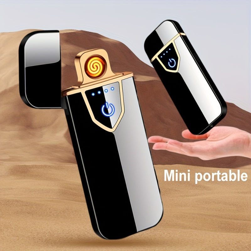 Men's Plasma Lighter Fingerprint Sensor Rechargeable Touch Flameless Blue