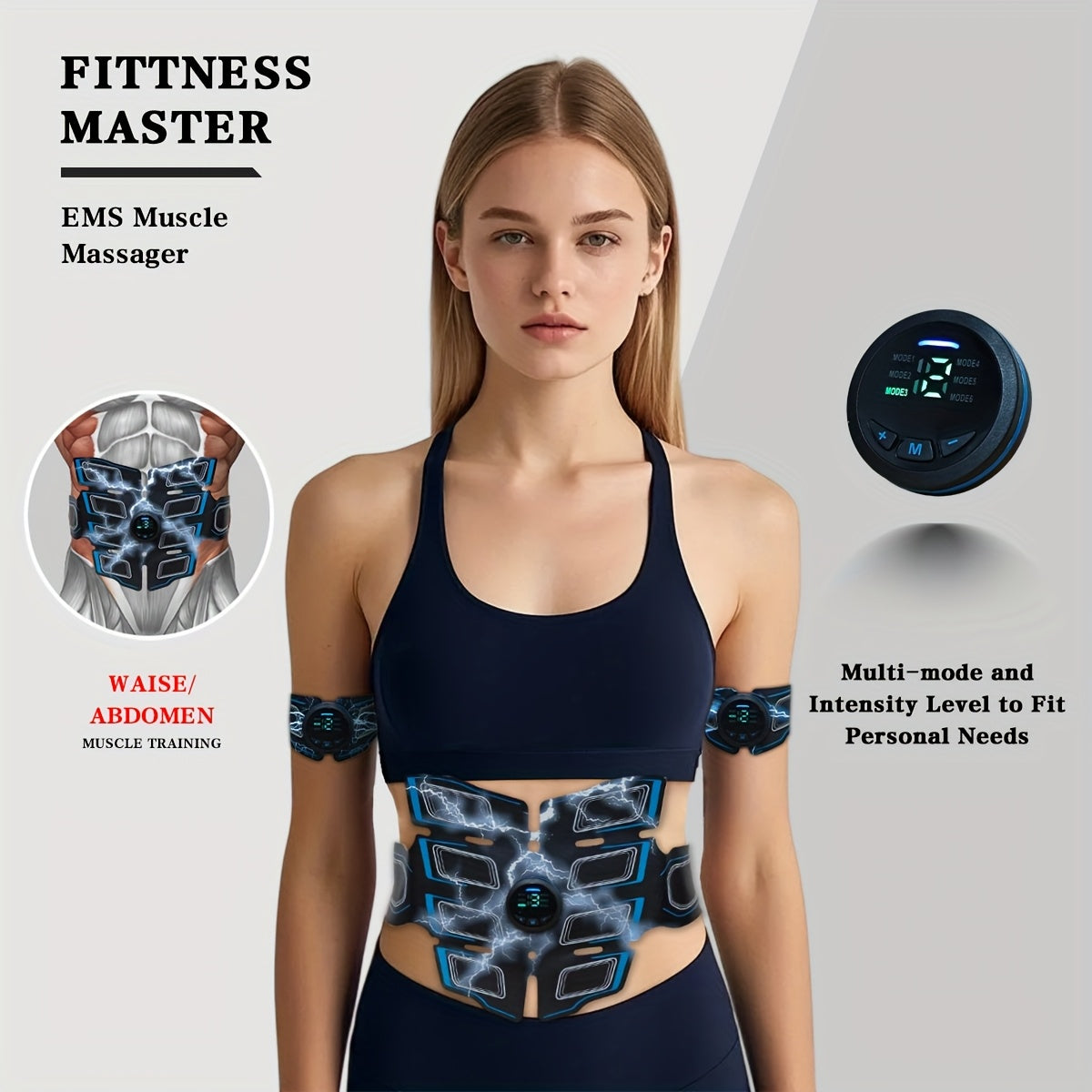 EMS mushak massaj qiluvchi uch qismli to'plami, 6 rejim, 18 intensivlik, USB orqali zaryadlanadigan, uyda foydalanish uchun mos, mukammal sovg'a.