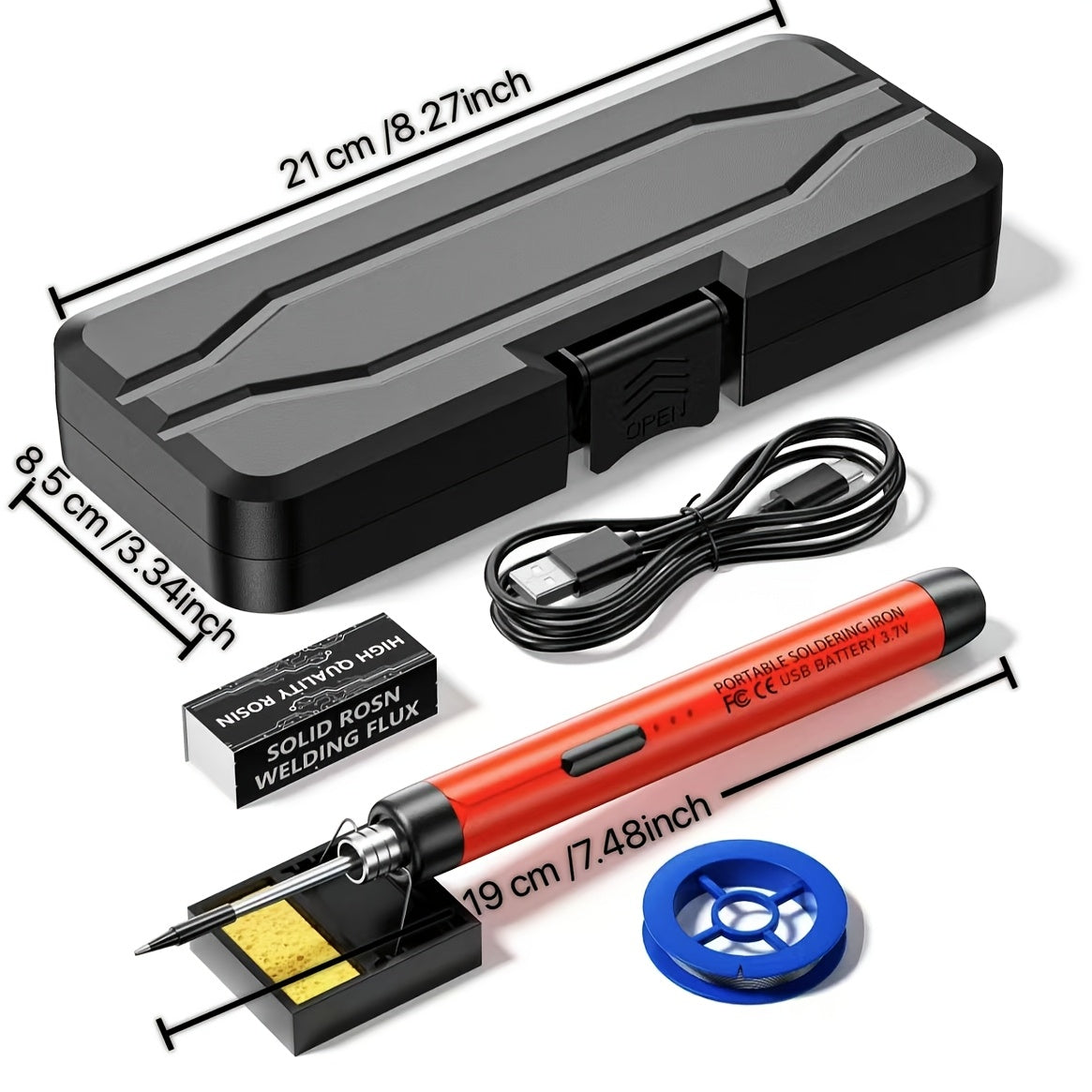 USB Battery Dual-Use Soldering Iron with Temperature Adjustment and Accessories