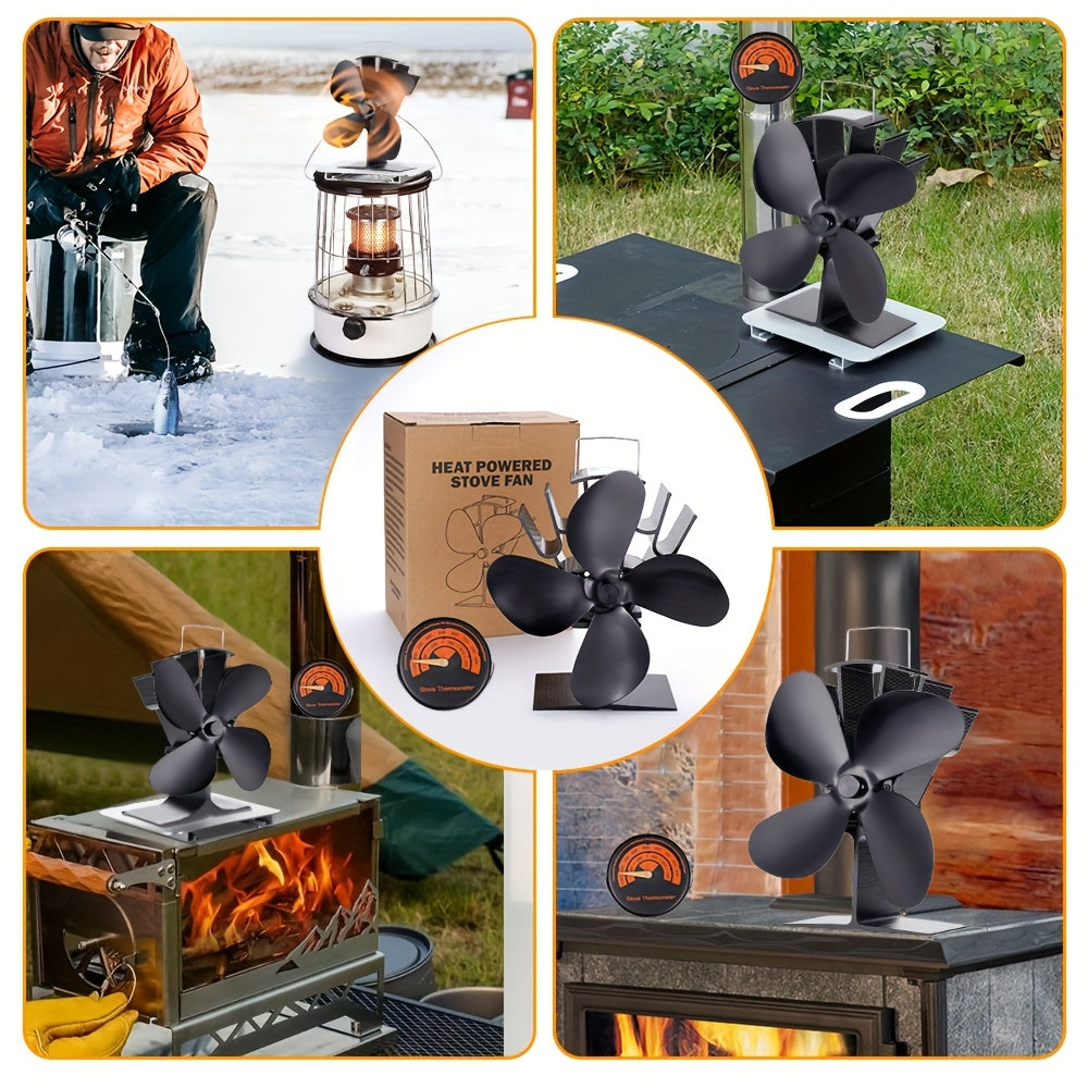 Aluminum Fireplace Fan with 4 Blades for Efficient Heat Distribution, High-Speed Blower