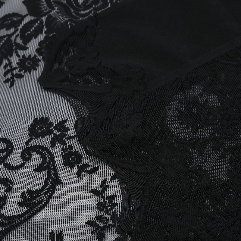 Single Panel Lace Flower Grommet Top Curtains for Living Room Bedroom Office