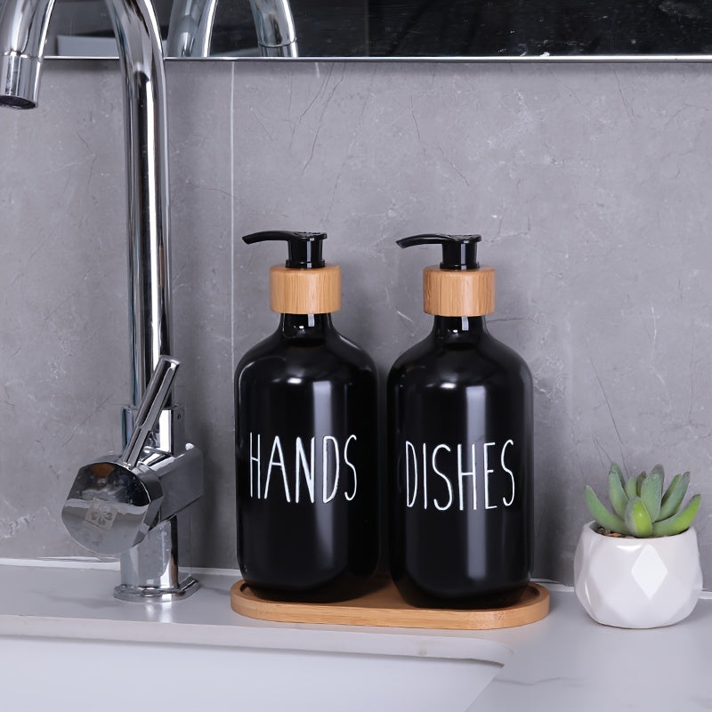 Set of 2 Plastic Soap Dispensers Refillable Bottles for Kitchen Bathroom Decor