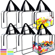 Clear PVC Storage Bags with Zipper 6 Pack Large Waterproof Reusable Organizer for Toys Crafts and Books