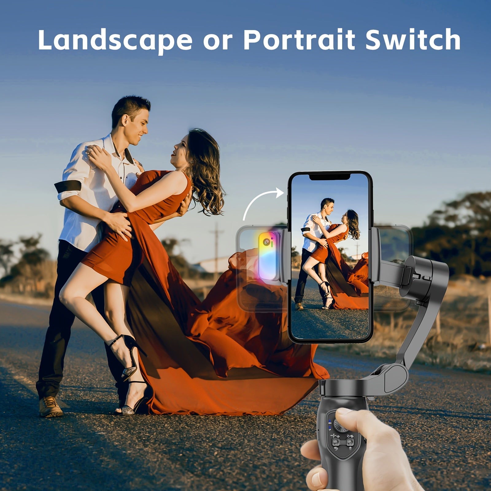 3-Axis Smartphone Stabilizer with RGB Lighting Face Tracking Wireless Rechargeable Video Gimbal