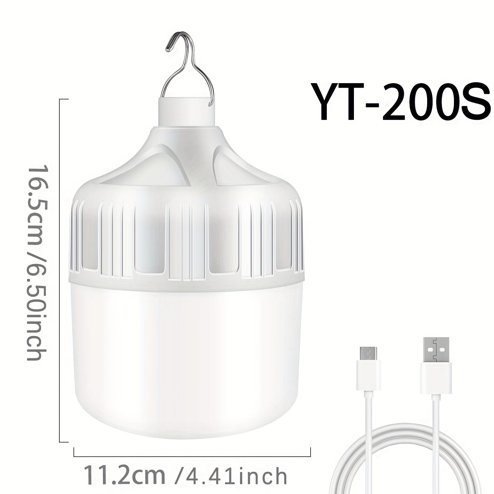 Ultra Bright USB Rechargeable LED Light Bulb with Hook for Camping and Emergency Use