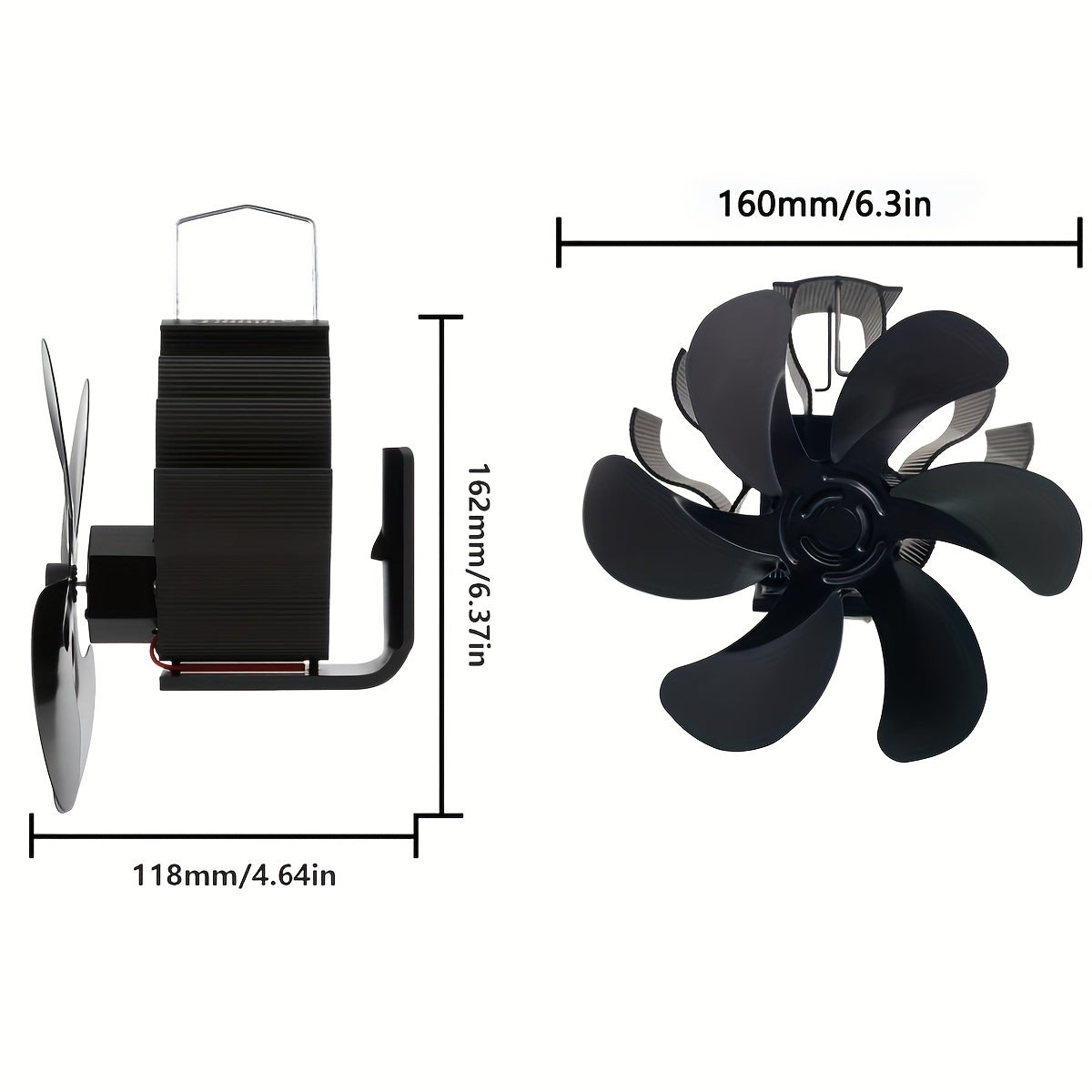 Enhanced Chimney-Mounted Wood Stove Fan for Better Heat Distribution, 6 Quiet Blades