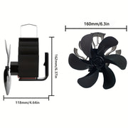 Magnetic Stove Fan with 6 Blades, Adjustable Clip, Heat Powered Fireplace Fan