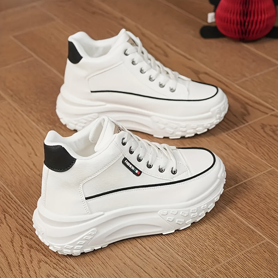 Zapatillas altas para mujer con plataforma ligera, con cordones, para todas las estaciones