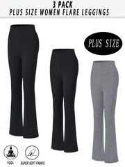Plus Size Women's Soft High Waist Flare Pants Tummy Control Bootleg Leggings