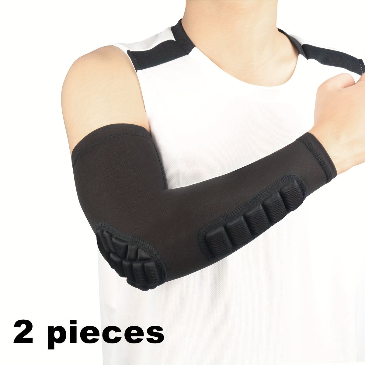 Sports Arm Guard with Detachable Honeycomb Pad Anti-Slip Strip for Basketball Football Cycling Rugby Tennis