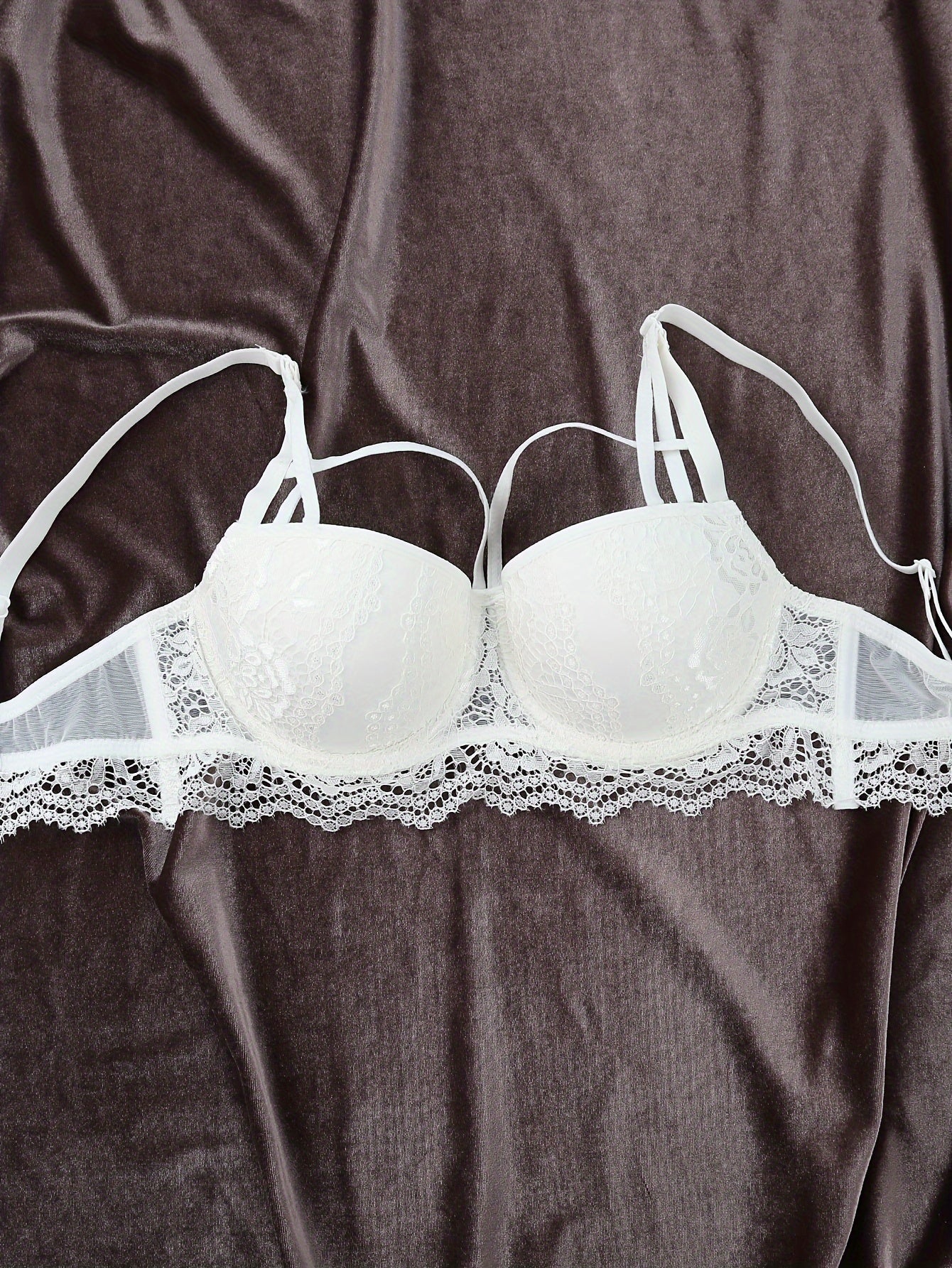 Women's Lace Cross-Back Bra and Panty Set with Bow and Push-Up Bra