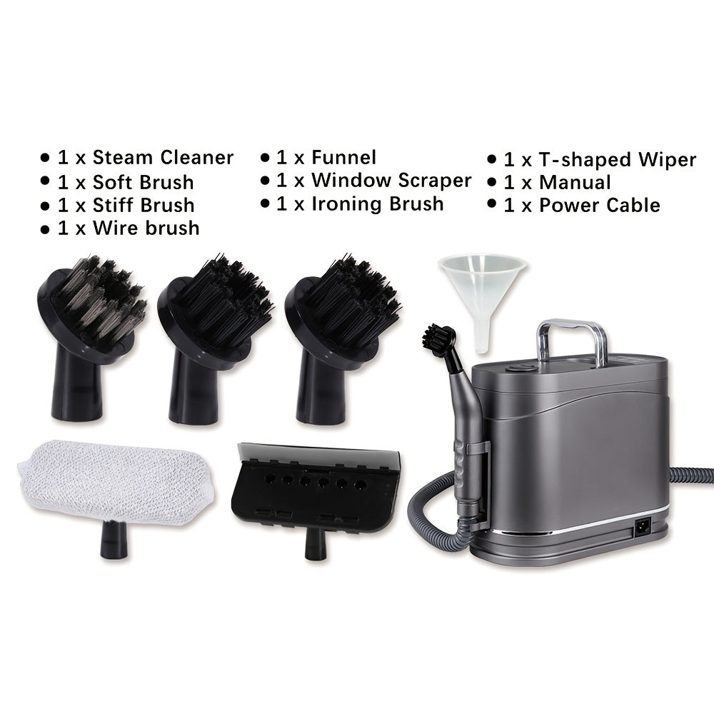 EU plug qoʻl bilan ishlatiladigan bugʻli tozalash qurilmasi, 1.2L sigʻimga ega, turli yuzalar va foydalanish uchun mos, masalan, uy, ichki bezak, avtomobillar, divanlar.