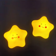 Star-Shaped LED Night Light with Smile Expression Soft Yellow Glow Plastic Battery Operated