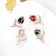 Crystal Lily Flower Brooch Pin for Women and Men Rhinestone Floral Jewelry