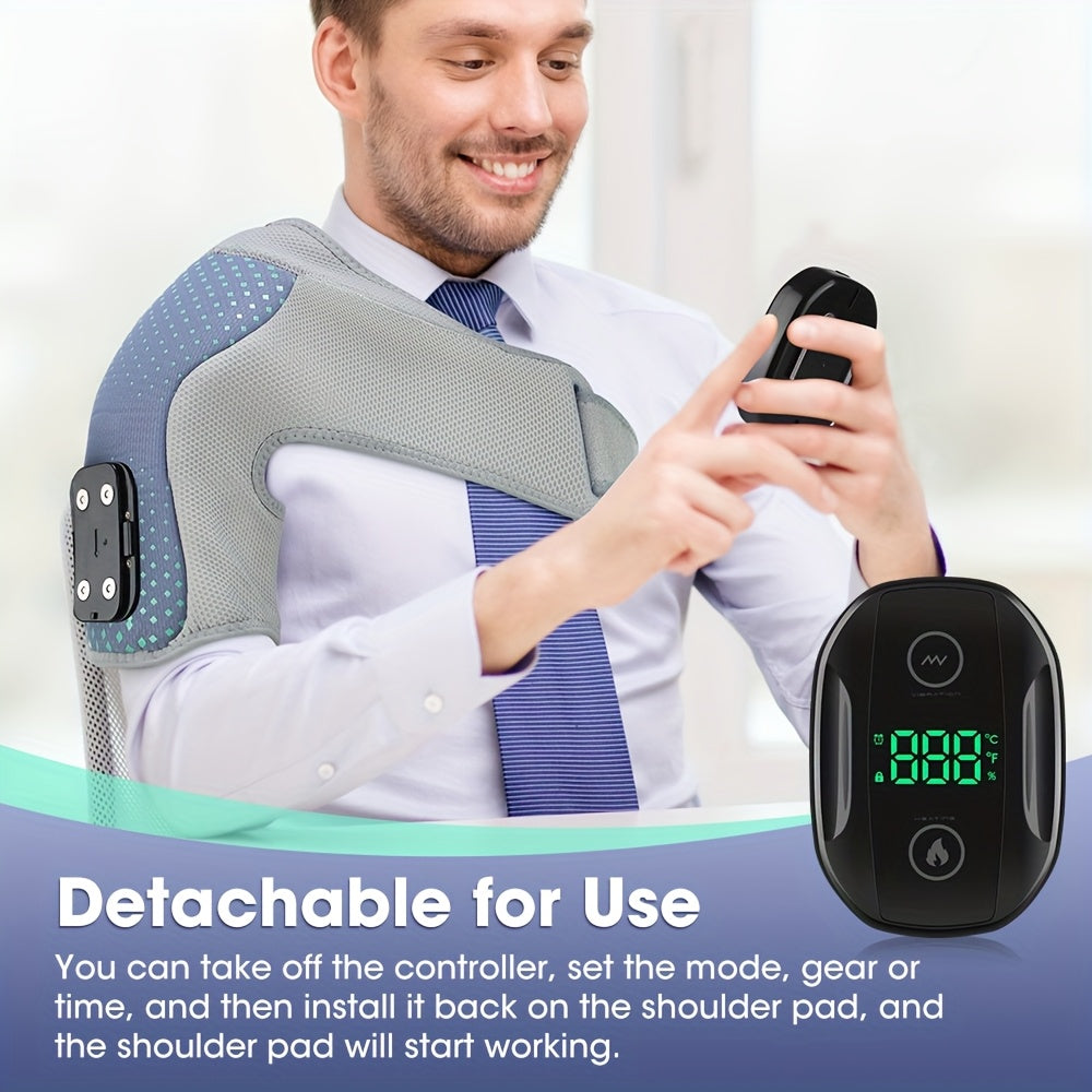 Wireless Shoulder Massager with Heat Vibration Rechargeable Battery