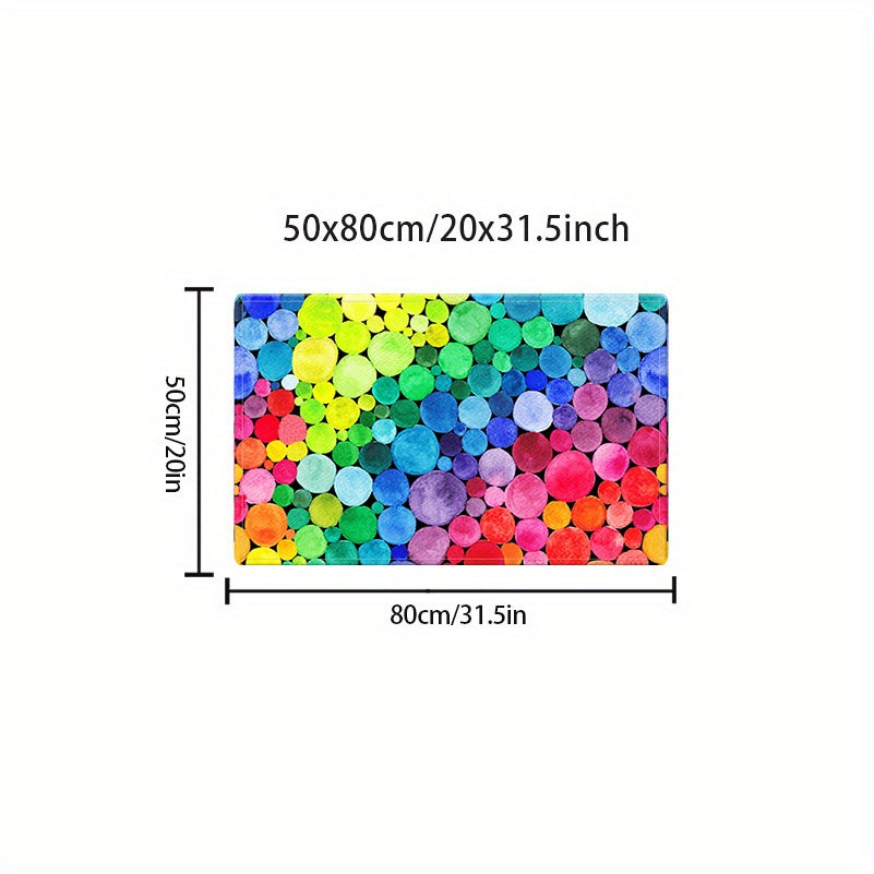 Alfombra de área de piedra arcoíris 3D en 5 tamaños, antideslizante, absorbente de agua, para cocina y baño, pasillo