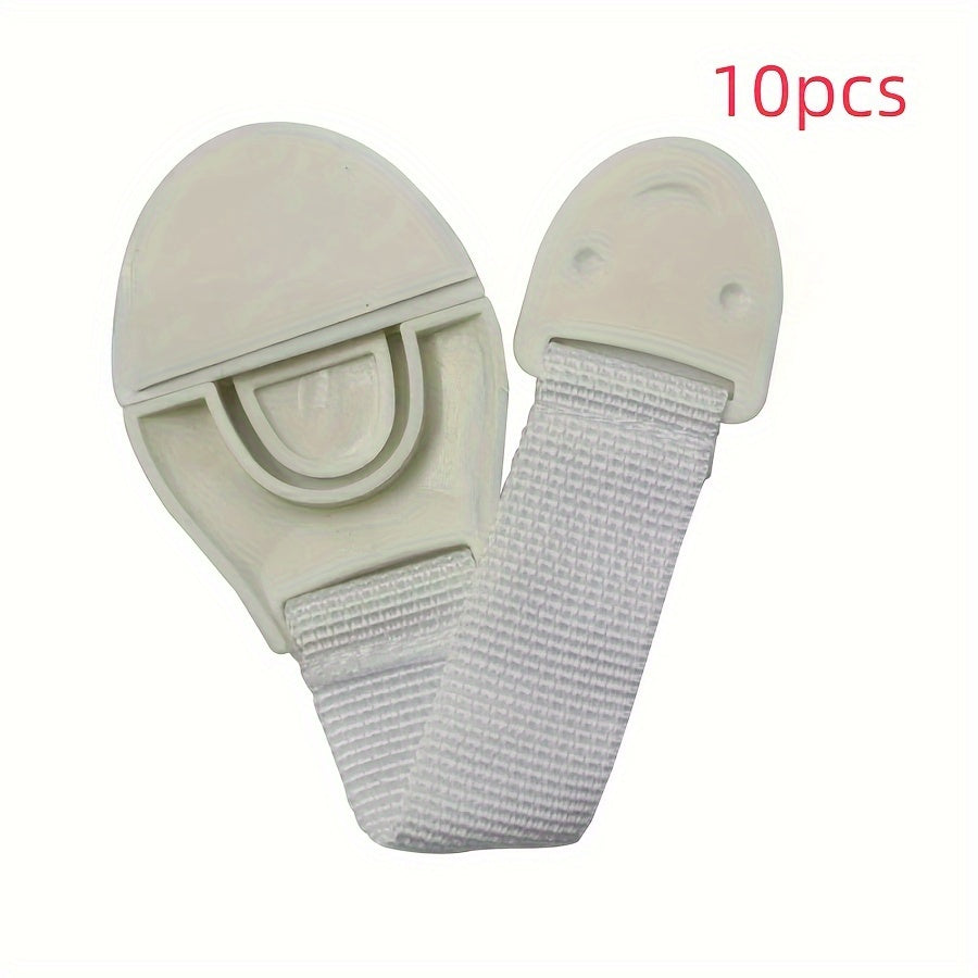 10-Pack White Child Safety Locks for Cabinets Drawers Adjustable Anti-Pinch Latches