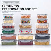 18-Piece Plastic Refrigerator Storage Containers with Microwave-Safe Lunch Boxes and Fruit and Vegetable Storage