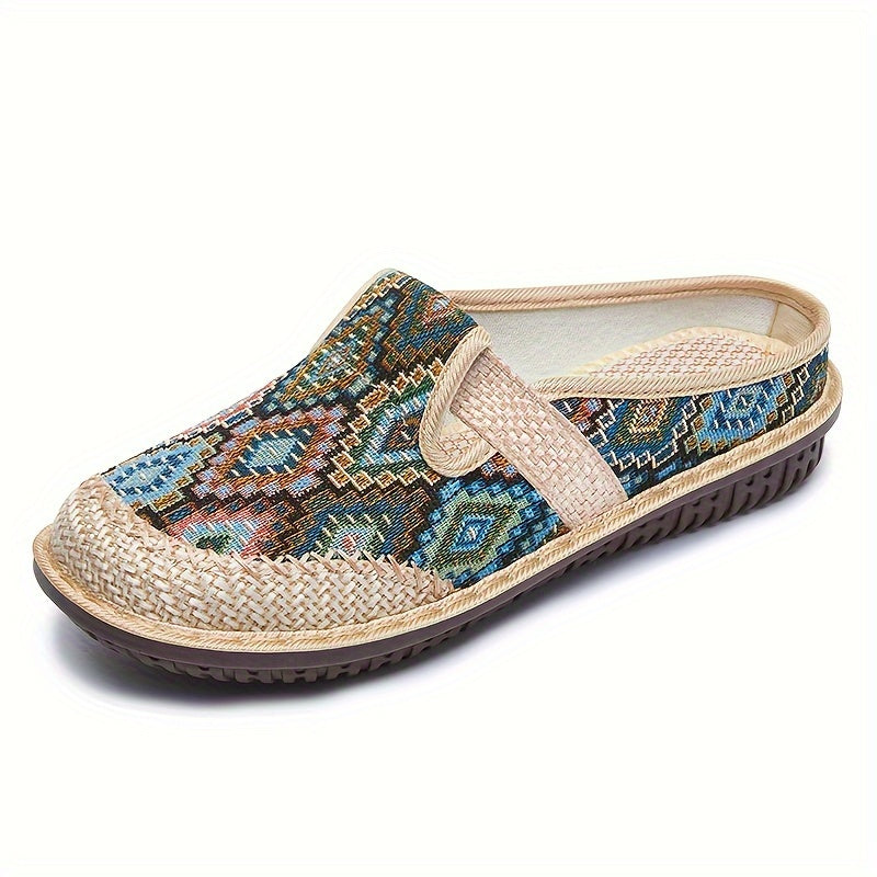 Women's Colorful Geometric Print Casual Slip-On Mules Lightweight Shoes