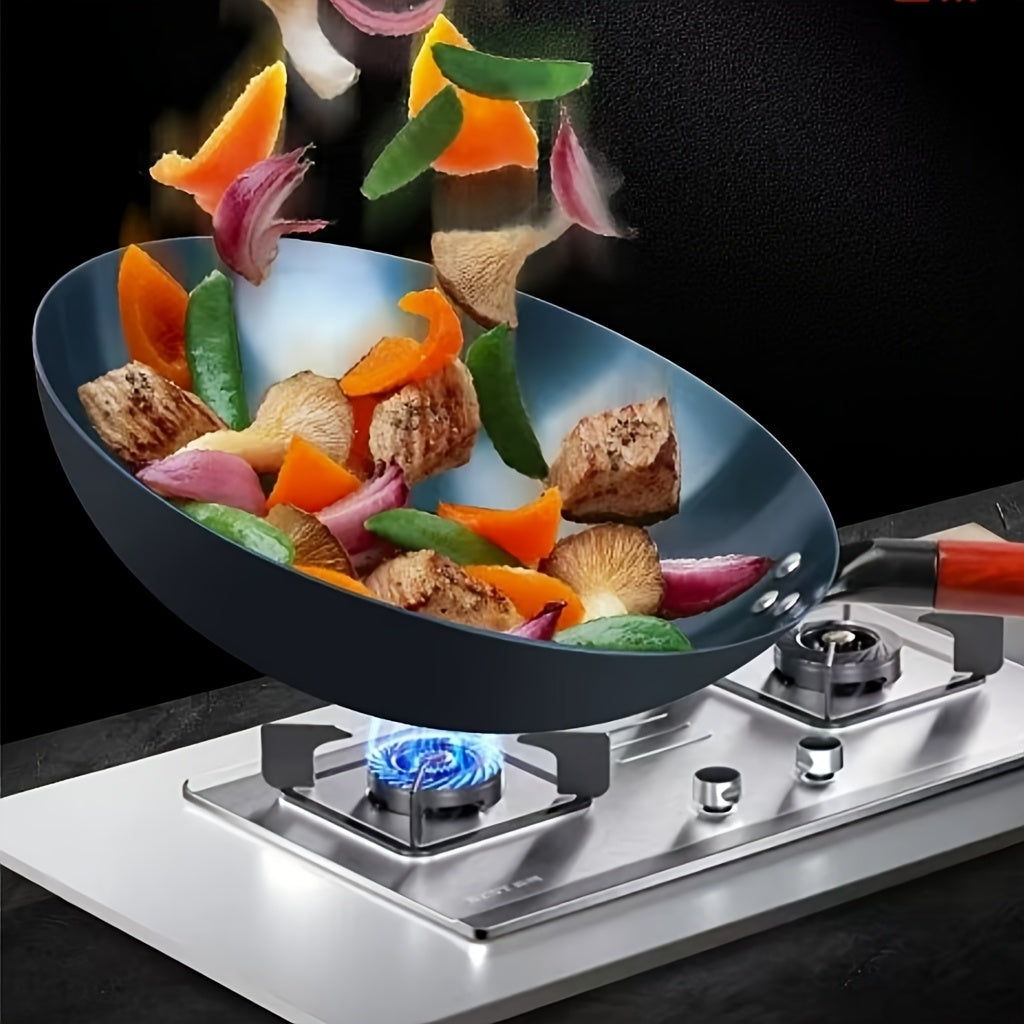 14.1-Inch Cast Iron Stir Fry Pan with Lid and Detachable Handle for Electric Stove