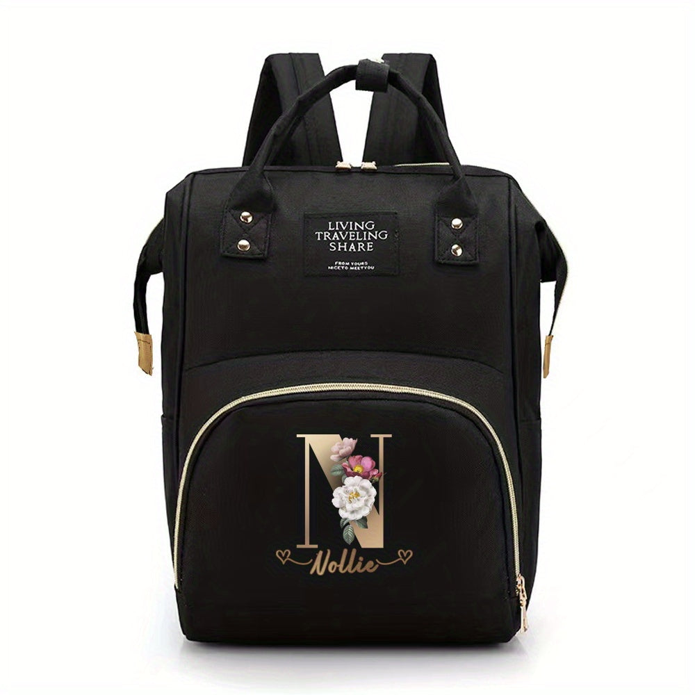 Personalized Mommy Diaper Bag with Custom Initials, Oxford Cloth, Generous Storage