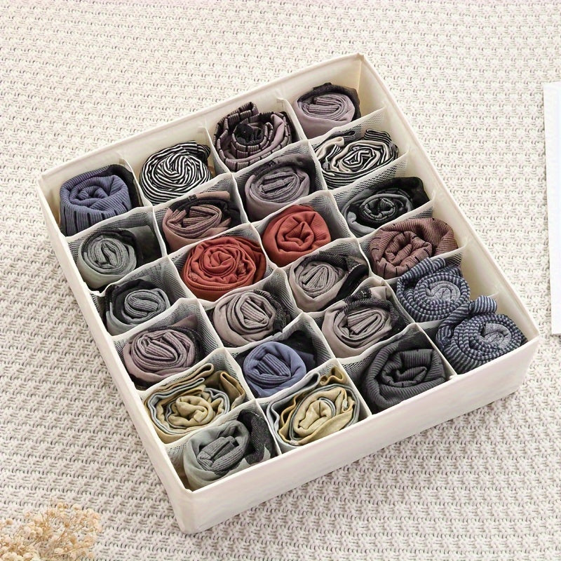 Foldable Storage Organizer Oxford Cloth with PP Board Dividers for Underwear Socks and Space Saving