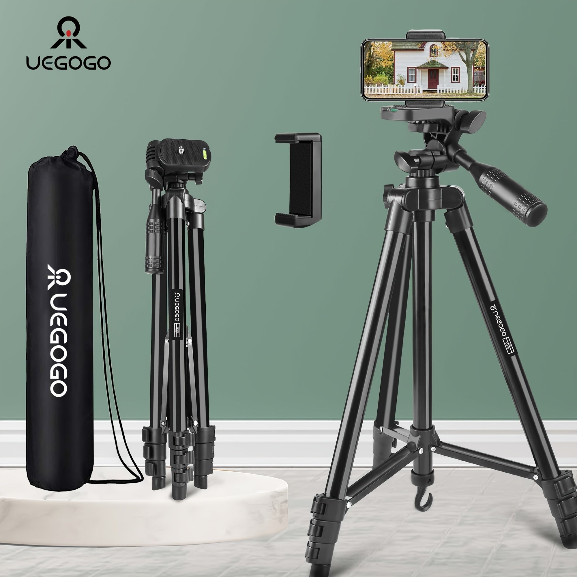 Aluminum Tripod with Gimbal Head for Smartphones and Cameras 129.54cm Lightweight Video Vlogging