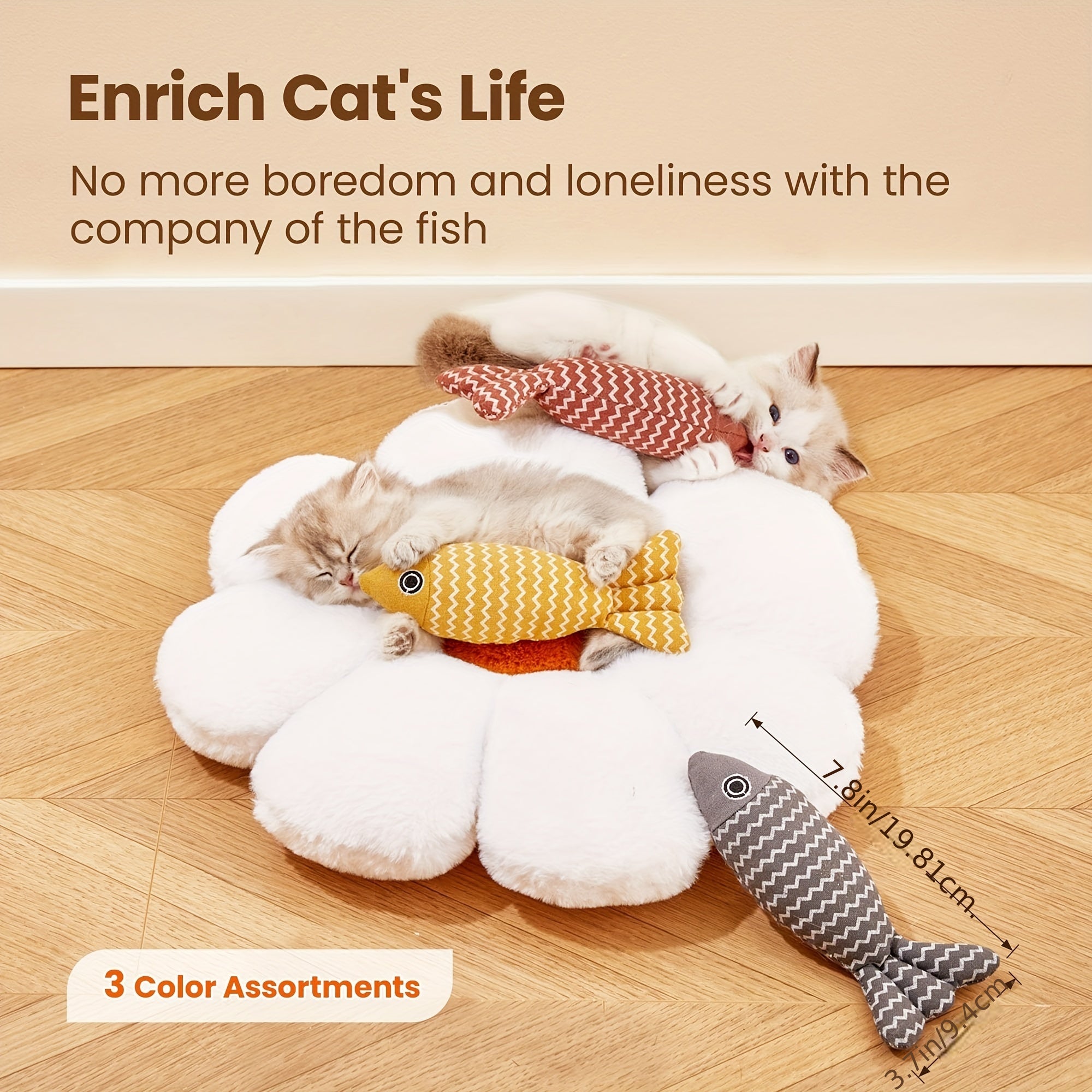 Durable Linen Fish-Shaped Cat Toy for Interactive Play with Sound