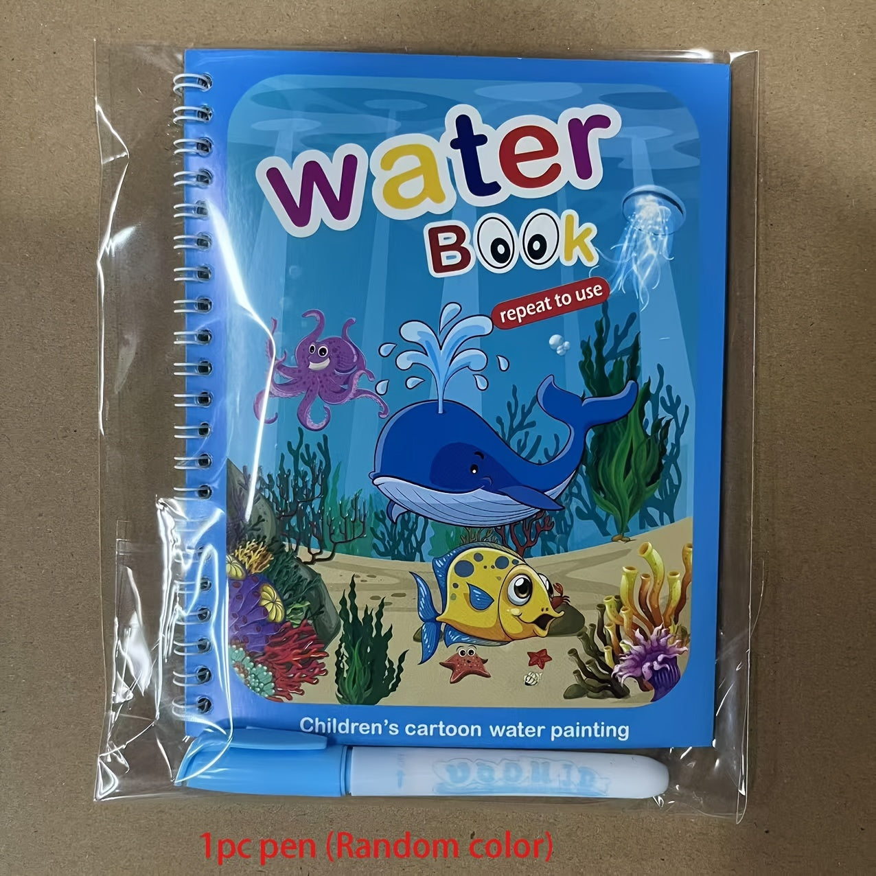 Libro de dibujo con agua para niños, reutilizable, con bolígrafo de agua, papel de colores mezclados