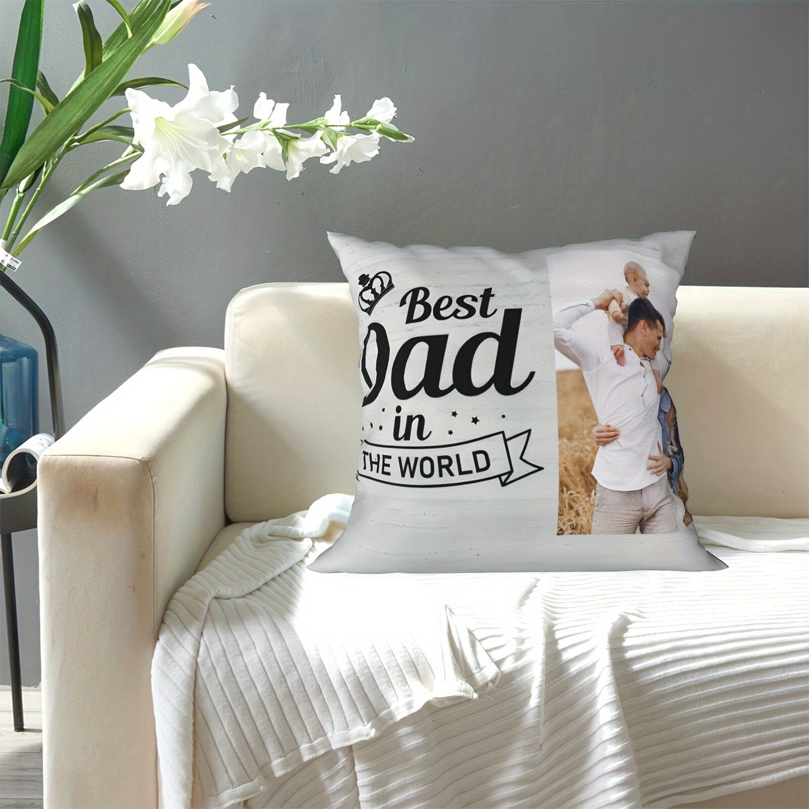 Personalized Dad Photo Pillowcase for Father's Day Christmas Birthday Gift Home Decor
