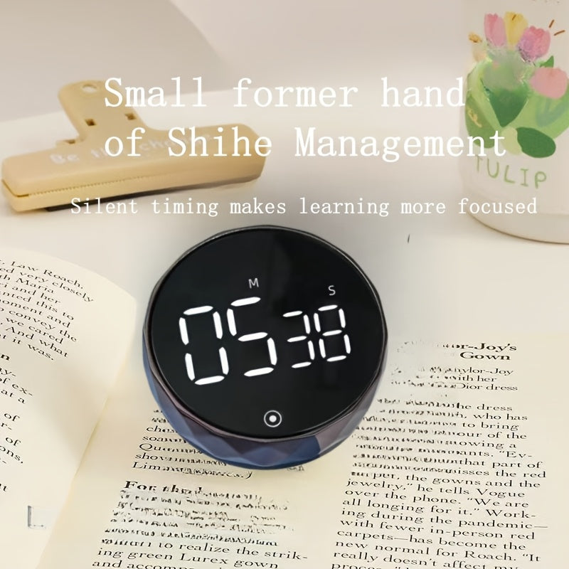 Alarm soatli aylanadigan LED oshxona taymer, 3 rejim va chiroyli qora dizaynda. Pishirish, pishirish, sport, yotoqxona uchun ideal. Aniq LED displey.