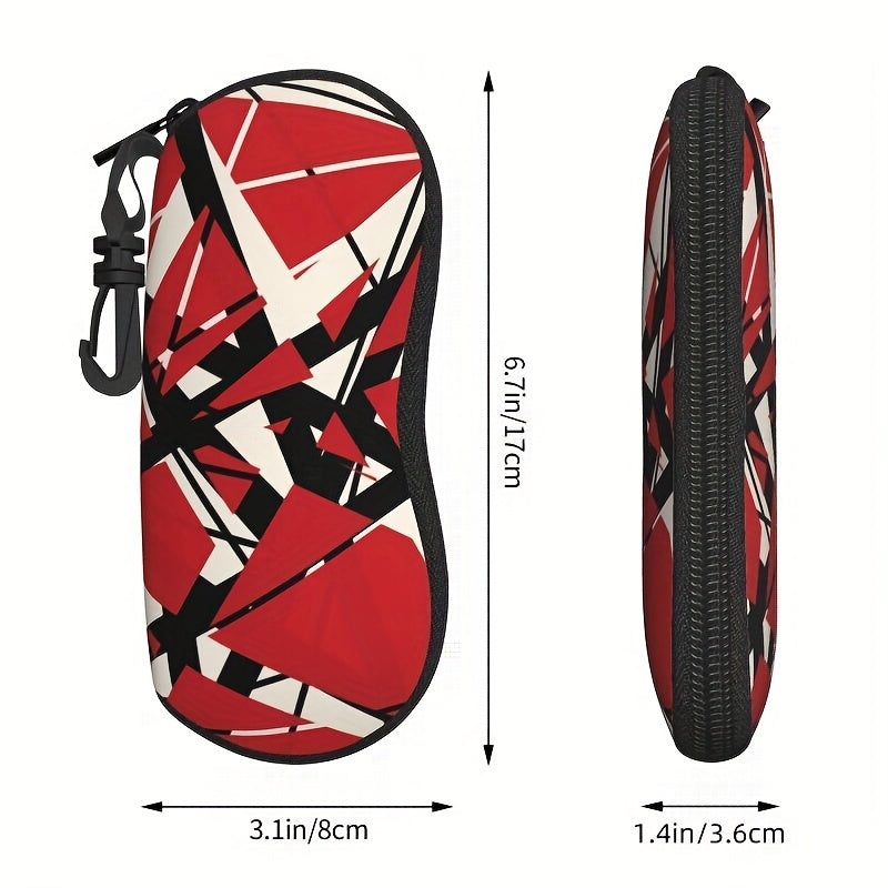 Портативный футляр для очков с дизайном полос EVH - с классическим красно-черным узором. Этот дорожный замковый чехол для солнцезащитных очков идеально подходит как для мужчин, так и для женщин.