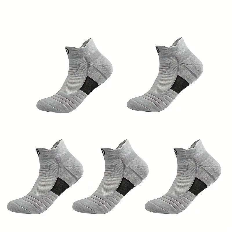 Men's Athletic Compression Socks 5 Pairs Breathable Sweat-Wicking Polyester Gray Black White